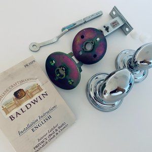 Baldwin Polished Chrome Complete Privacy Knob Latch Set Made In USA Original Box